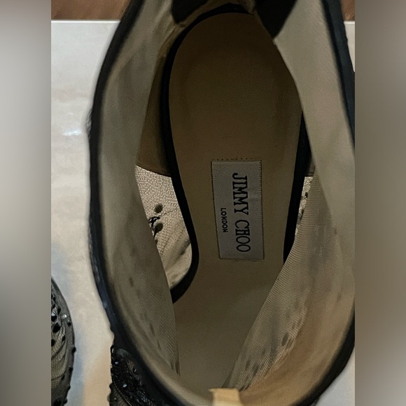 Jimmy Choo Black Crystal Embellished Open-Toe Booties sz 39 - Picture 6 of 7